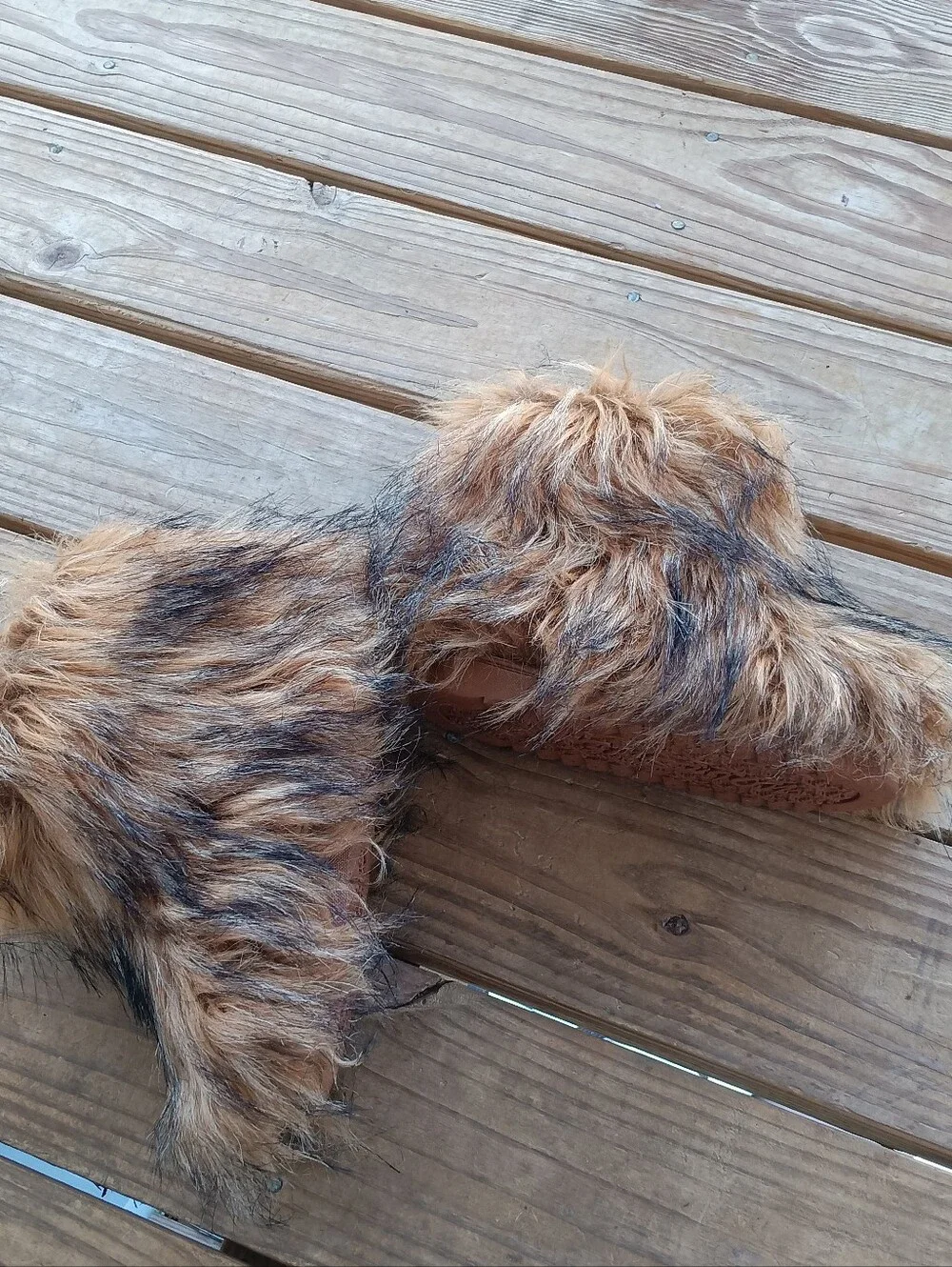 Faux Fur Cozy Slipper Mules - Honey Brown